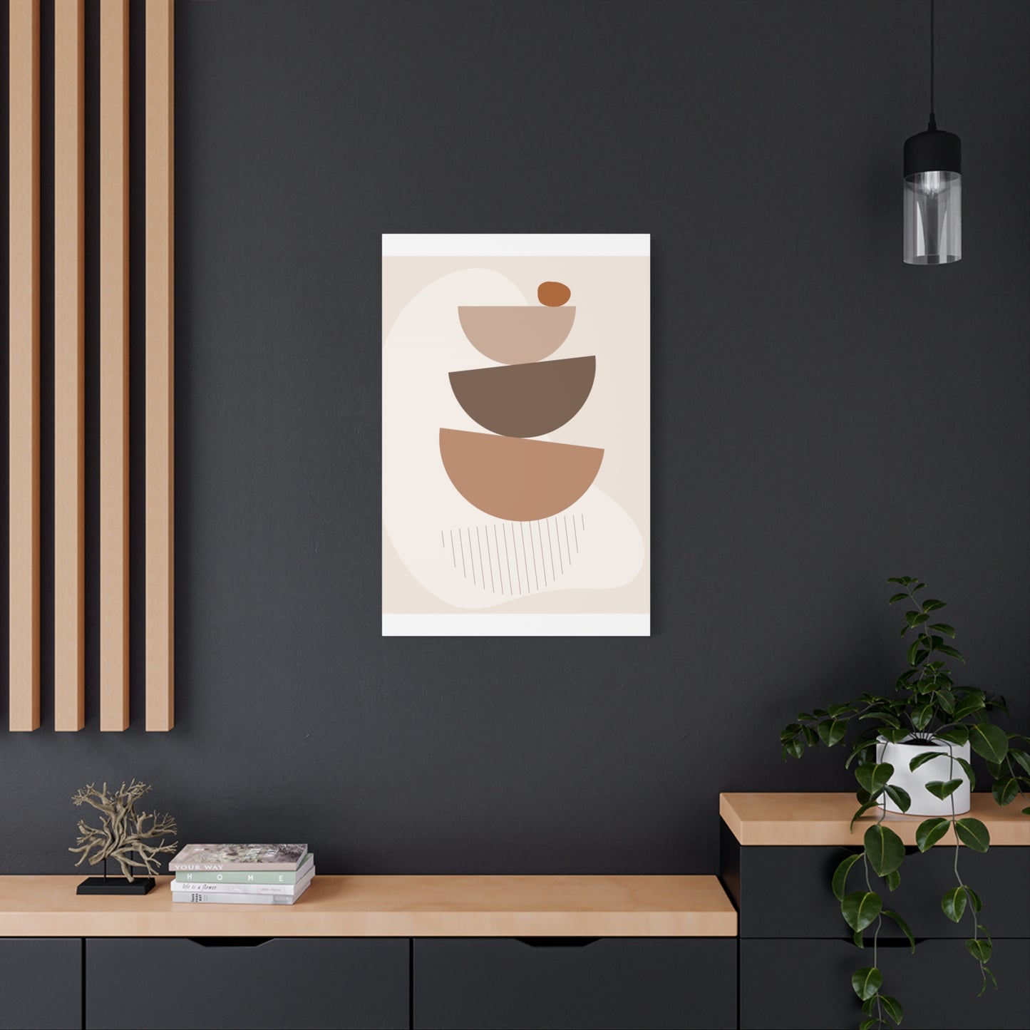 Brown View Wall Art Set 1.2 - Matte Canvas Decor with Minimalist Leaf Design