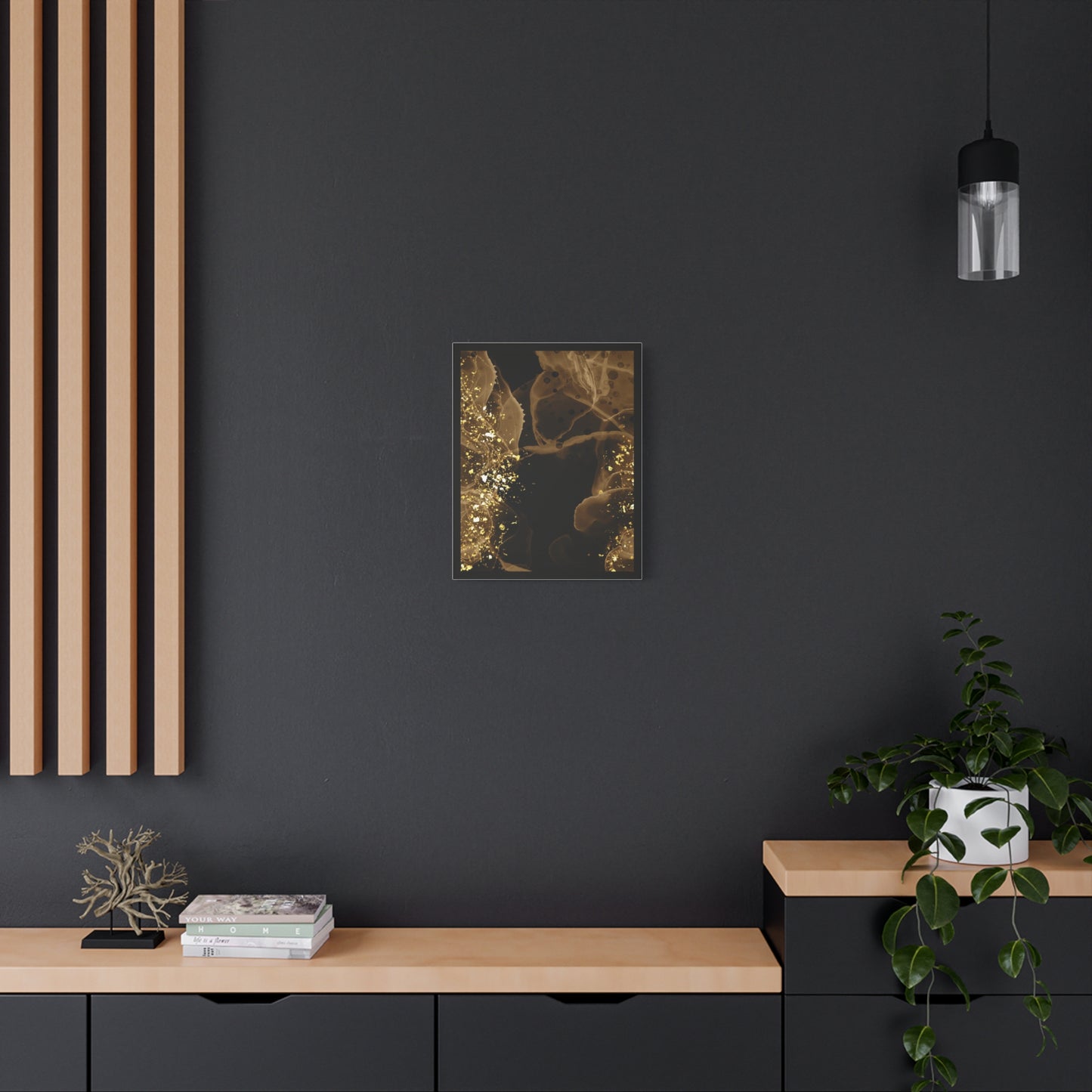 Gold Dust Art Set 1.1 - Matte Canvas Decor with Minimalist Leaf Design