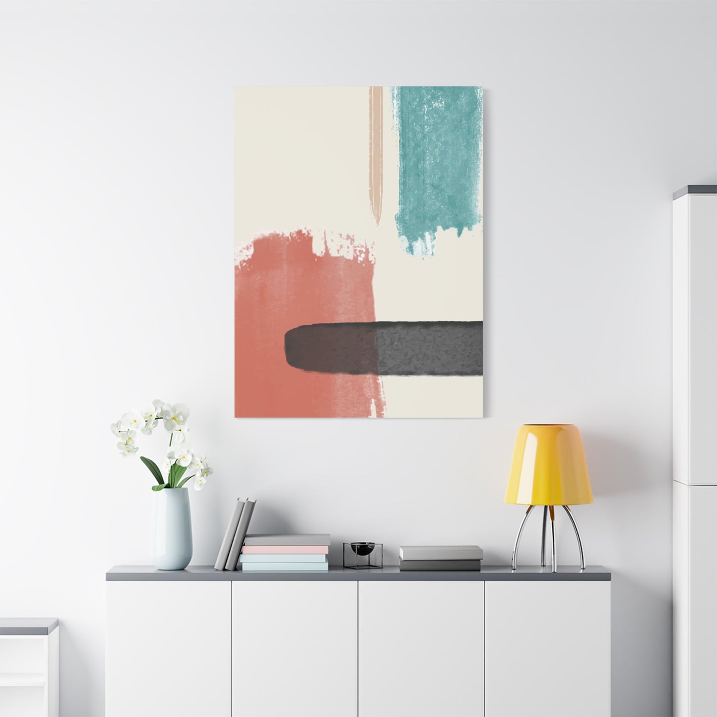 Soft Dune Palette Art 1.1 - Matte Canvas Decor with Minimalist Leaf Design