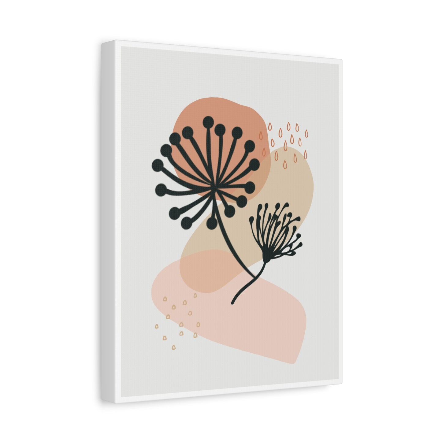 Pink Minimal  Flower Art Set 1.1 - Matte Canvas Decor with Minimalist Leaf Design