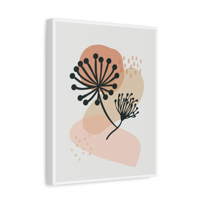 Pink Minimal  Flower Art Set 1.1 - Matte Canvas Decor with Minimalist Leaf Design
