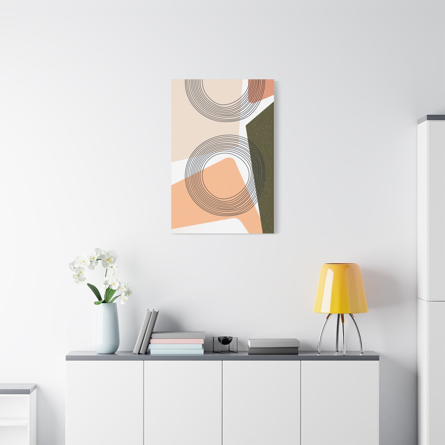 Minimal Pink Line Art Set 1.2 - Matte Canvas Decor with Minimalist Leaf Design