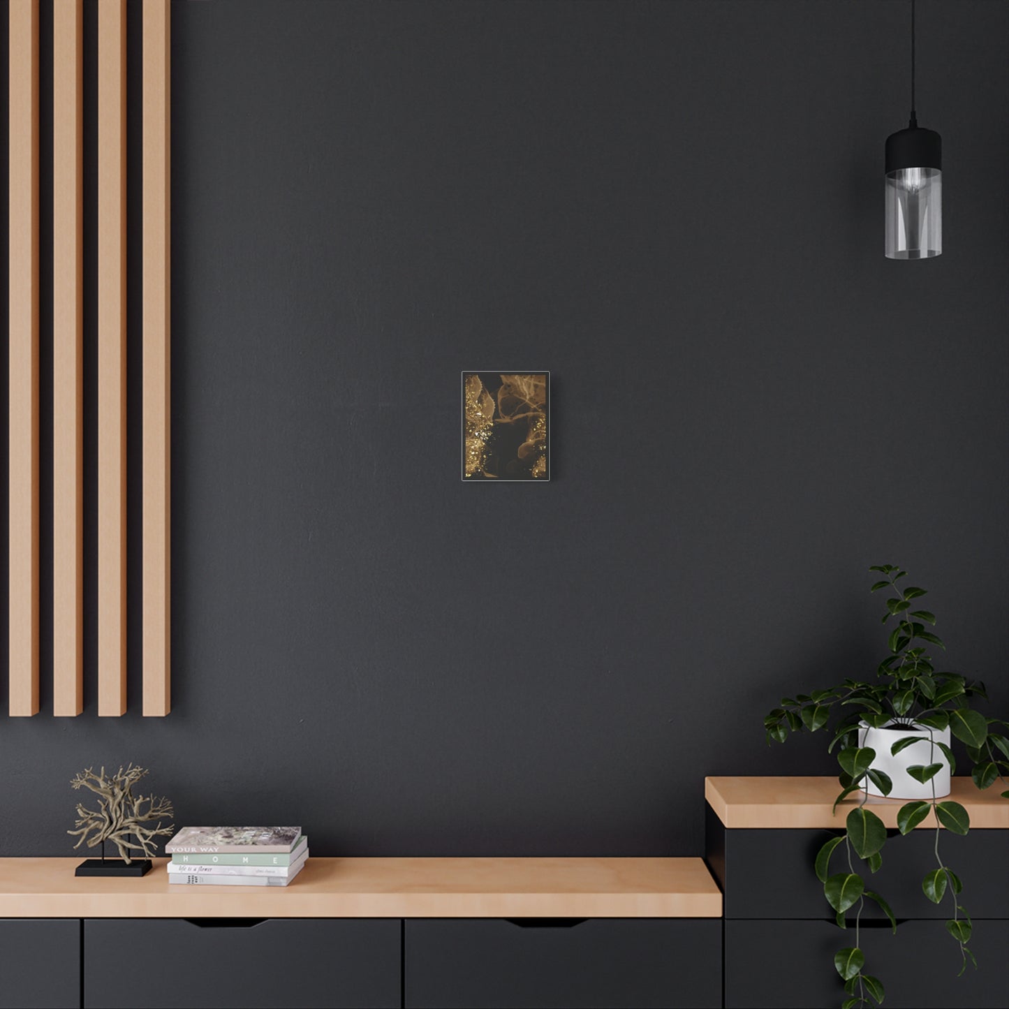 Gold Dust Art Set 1.1 - Matte Canvas Decor with Minimalist Leaf Design