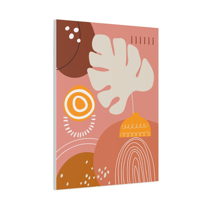Wander Vase Art Set 1.3 - Matte Canvas Decor with Minimalist Leaf Design