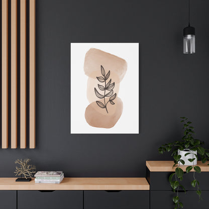 Brown Botanical Wall Art Set 1.1 - Matte Canvas Decor with Minimalist Leaf Design