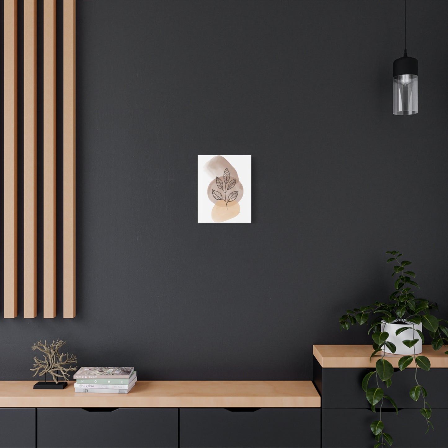 Brown Modern Botanical Wall Art Set 1.2 - Matte Canvas Decor with Minimalist Leaf Design