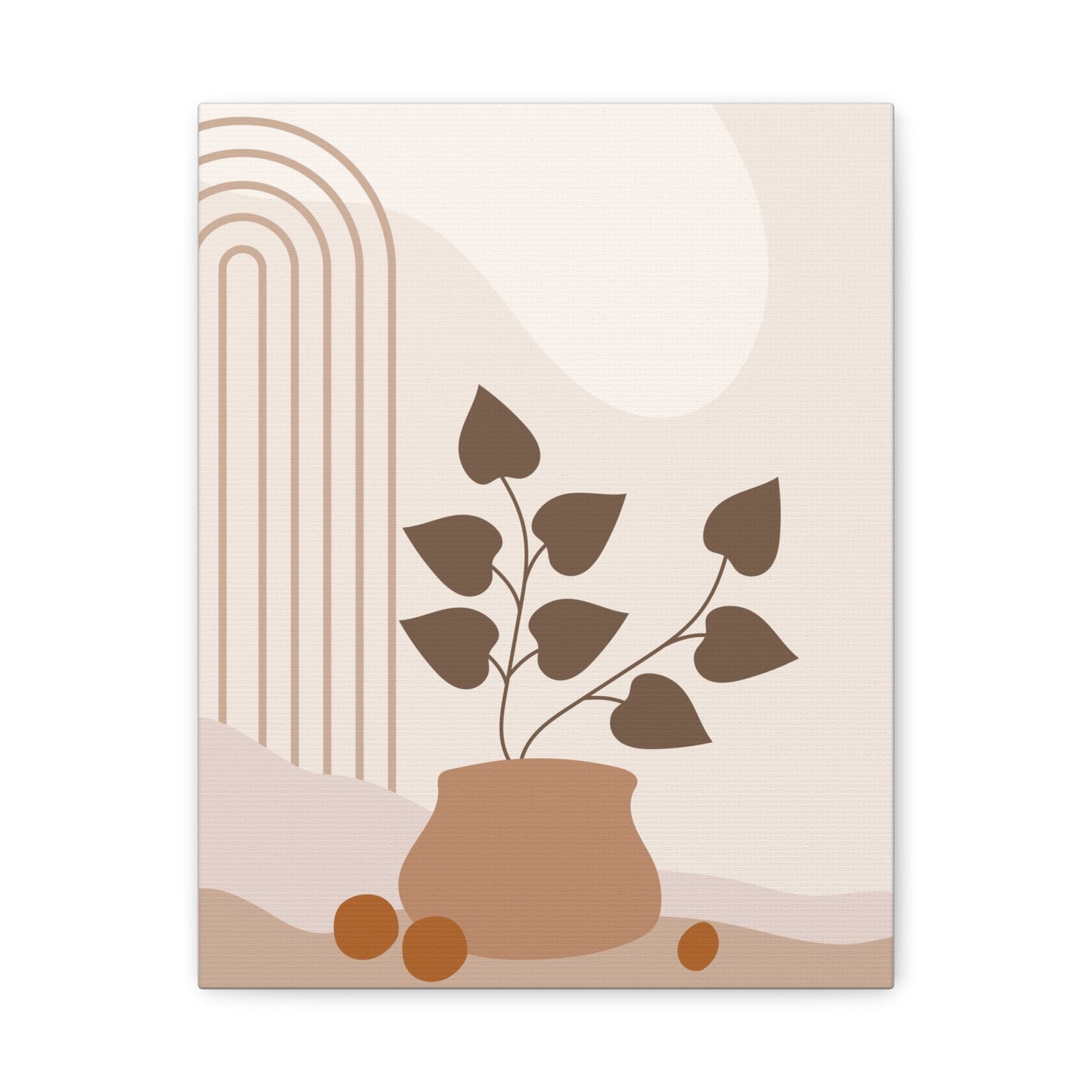 Brown View Wall Art Set 1.3 - Matte Canvas Decor with Minimalist Leaf Design