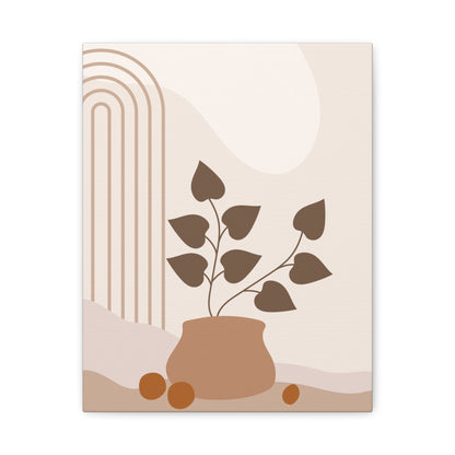 Brown View Wall Art Set 1.3 - Matte Canvas Decor with Minimalist Leaf Design