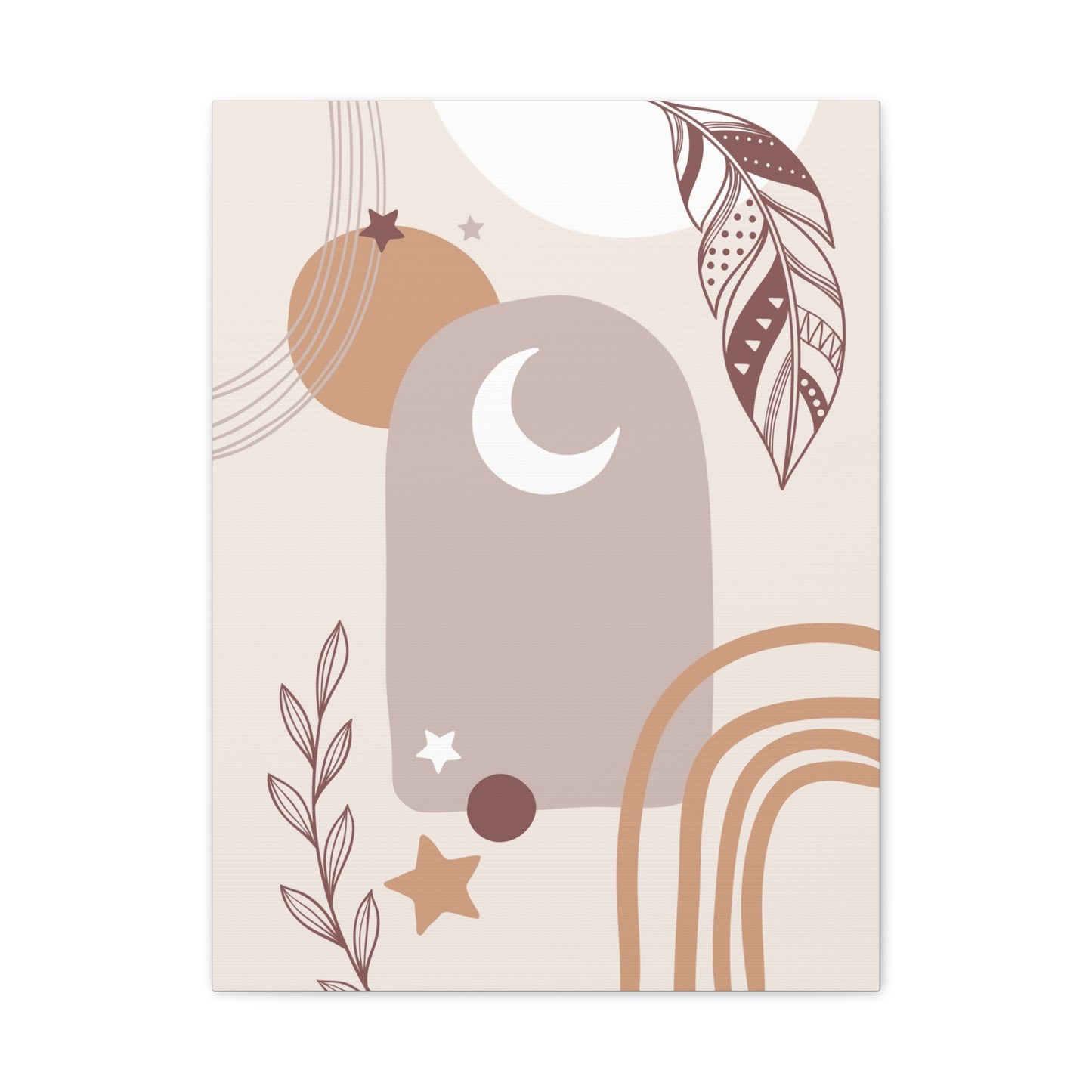 Sunset Botanica Art 1.2 - Matte Canvas Decor with Minimalist Leaf Design