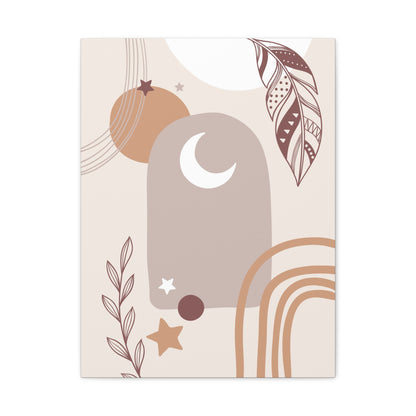 Sunset Botanica Art 1.2 - Matte Canvas Decor with Minimalist Leaf Design