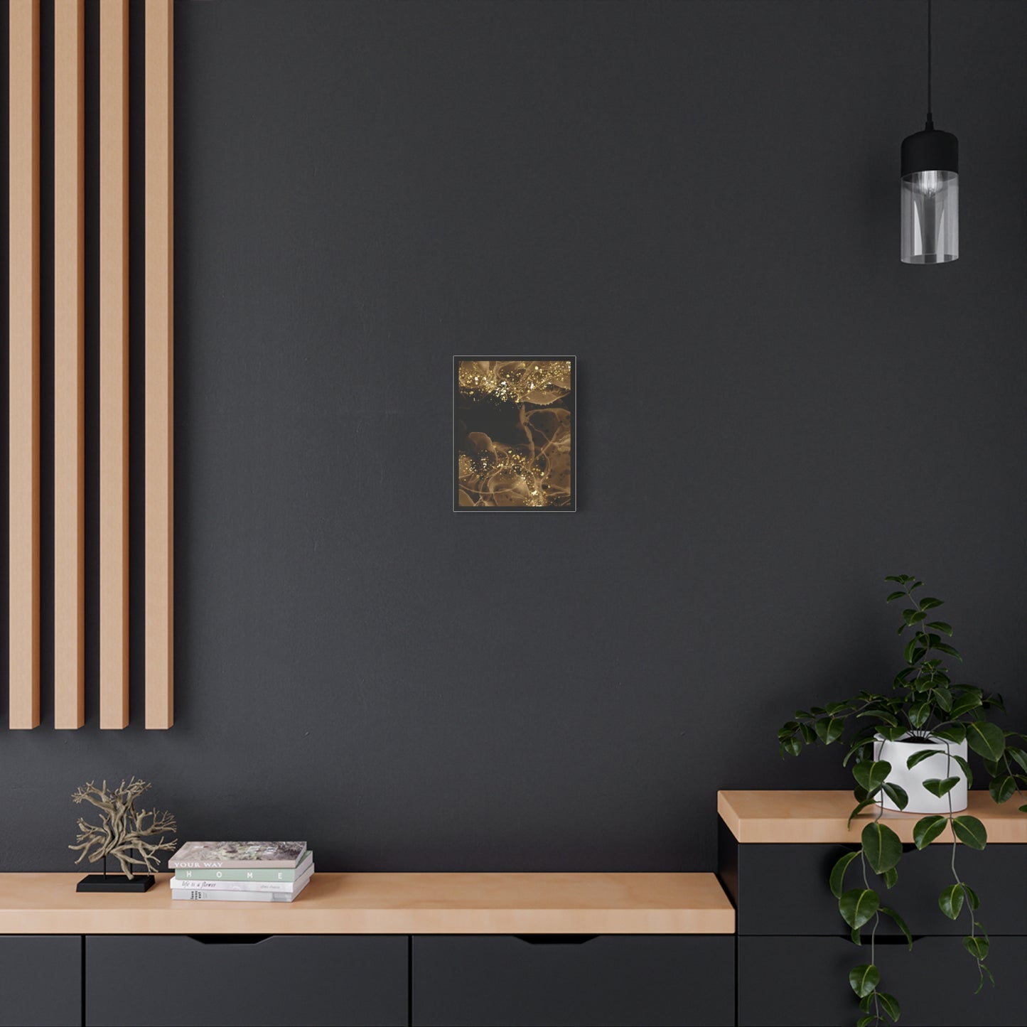 Gold Dust Art Set 1.3 - Matte Canvas Decor with Minimalist Leaf Design