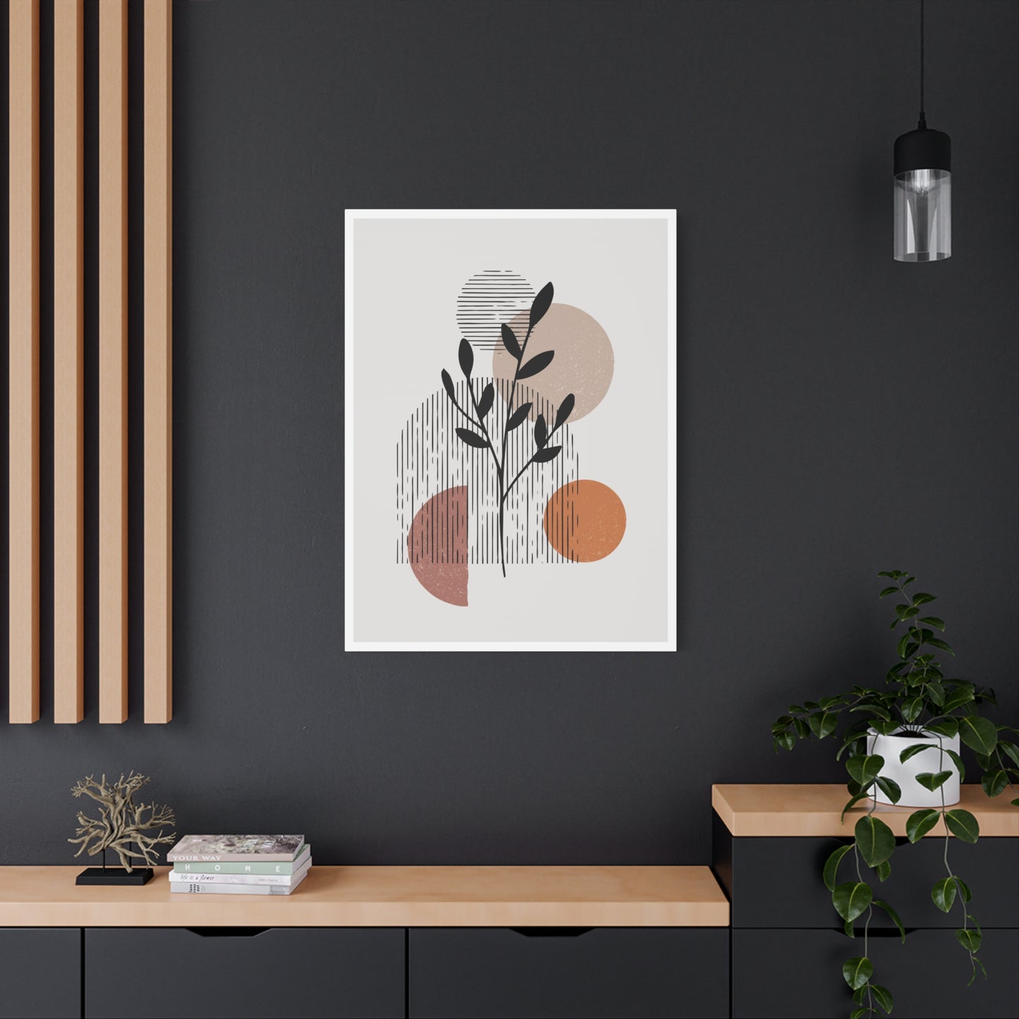 Orange Tone Flower Art Set 1.2 - Matte Canvas Decor with Minimalist Leaf Design