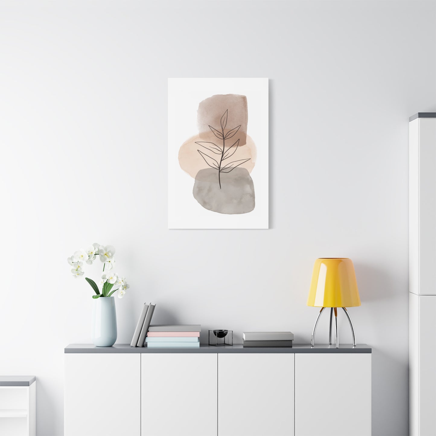 Brown Modern Botanical Wall Art Set 1.3 - Matte Canvas Decor with Minimalist Leaf Design
