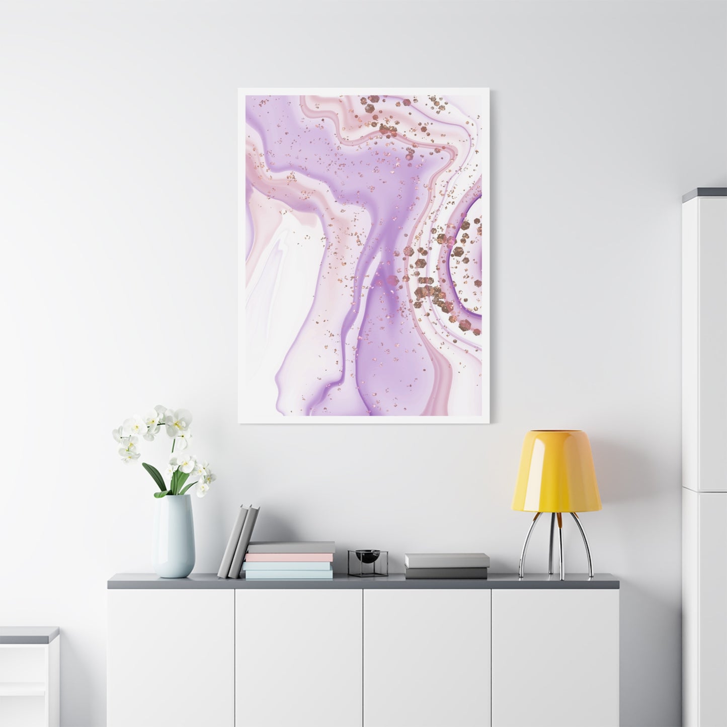 Blush Pink Marble Wall Art Set 1.2 - Matte Canvas Decor with Minimalist Leaf Design