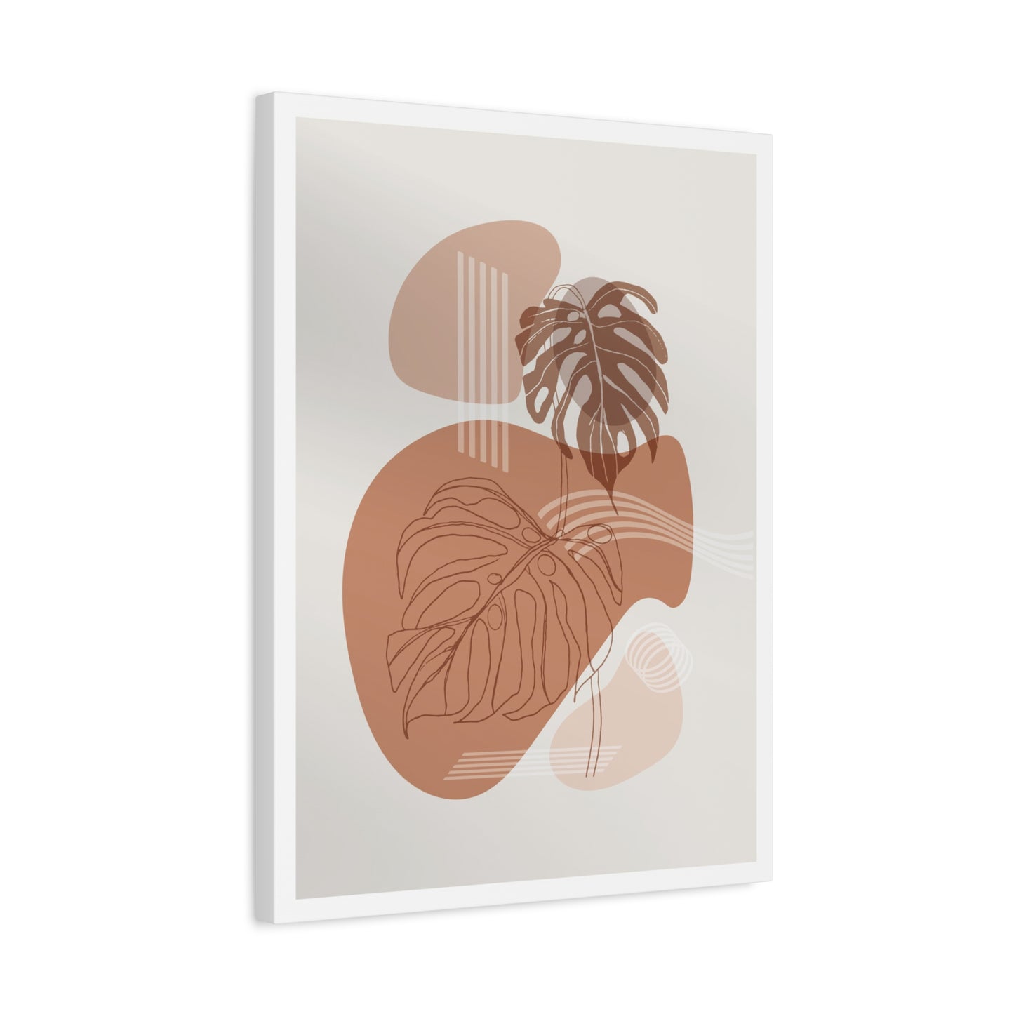 Brown Leaf Wall Painting Set 1.3 - Matte Canvas Decor with Minimalist Leaf Design