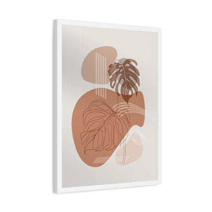 Brown Leaf Wall Painting Set 1.3 - Matte Canvas Decor with Minimalist Leaf Design