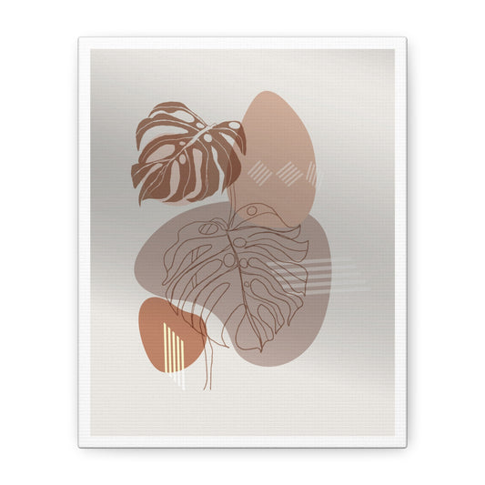 Brown Leaf Wall Painting Set 1.1 - Matte Canvas Decor with Minimalist Leaf Design