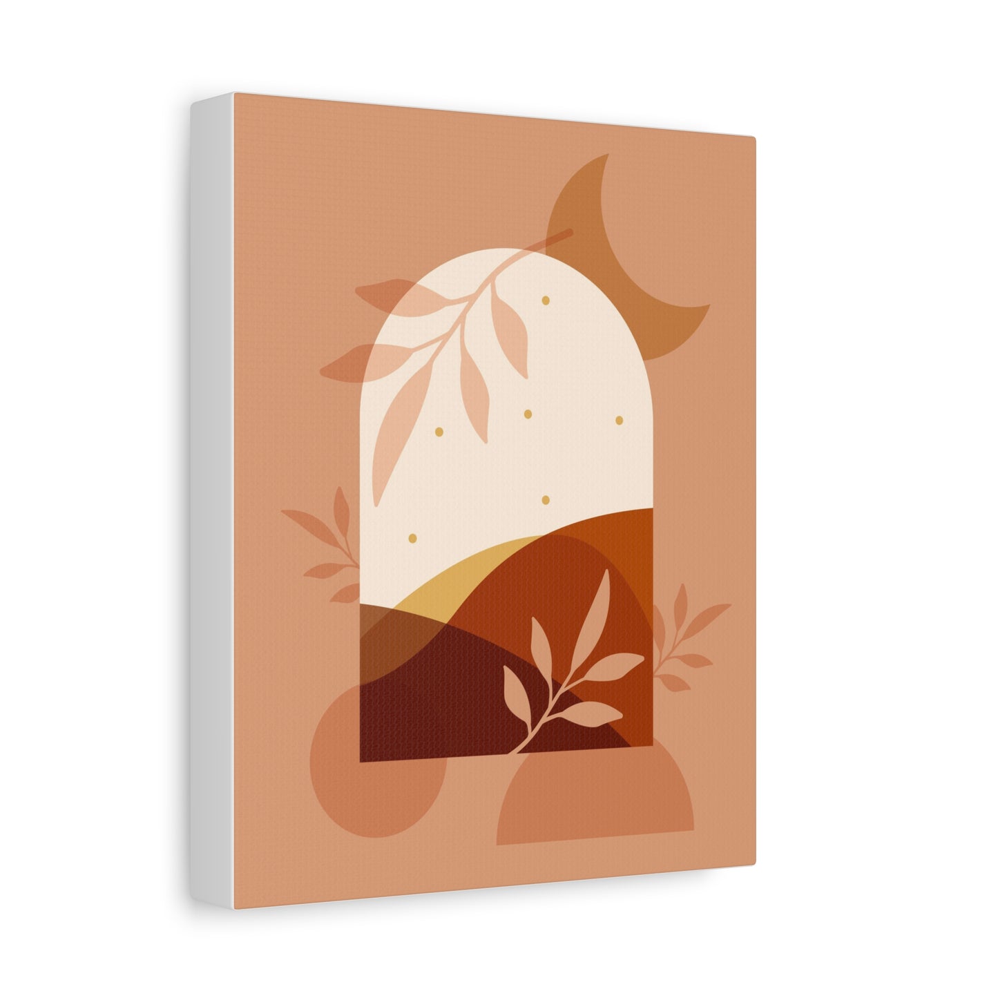 Abstract Terracotta Botanical Art Set 1.3 - Matte Canvas Decor with Minimalist Leaf Design