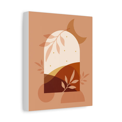 Abstract Terracotta Botanical Art Set 1.3 - Matte Canvas Decor with Minimalist Leaf Design