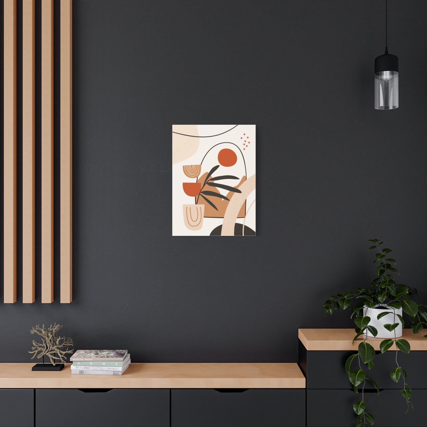 Boheme Luna  Art Set 1.3 - Matte Canvas Decor with Minimalist Leaf Design
