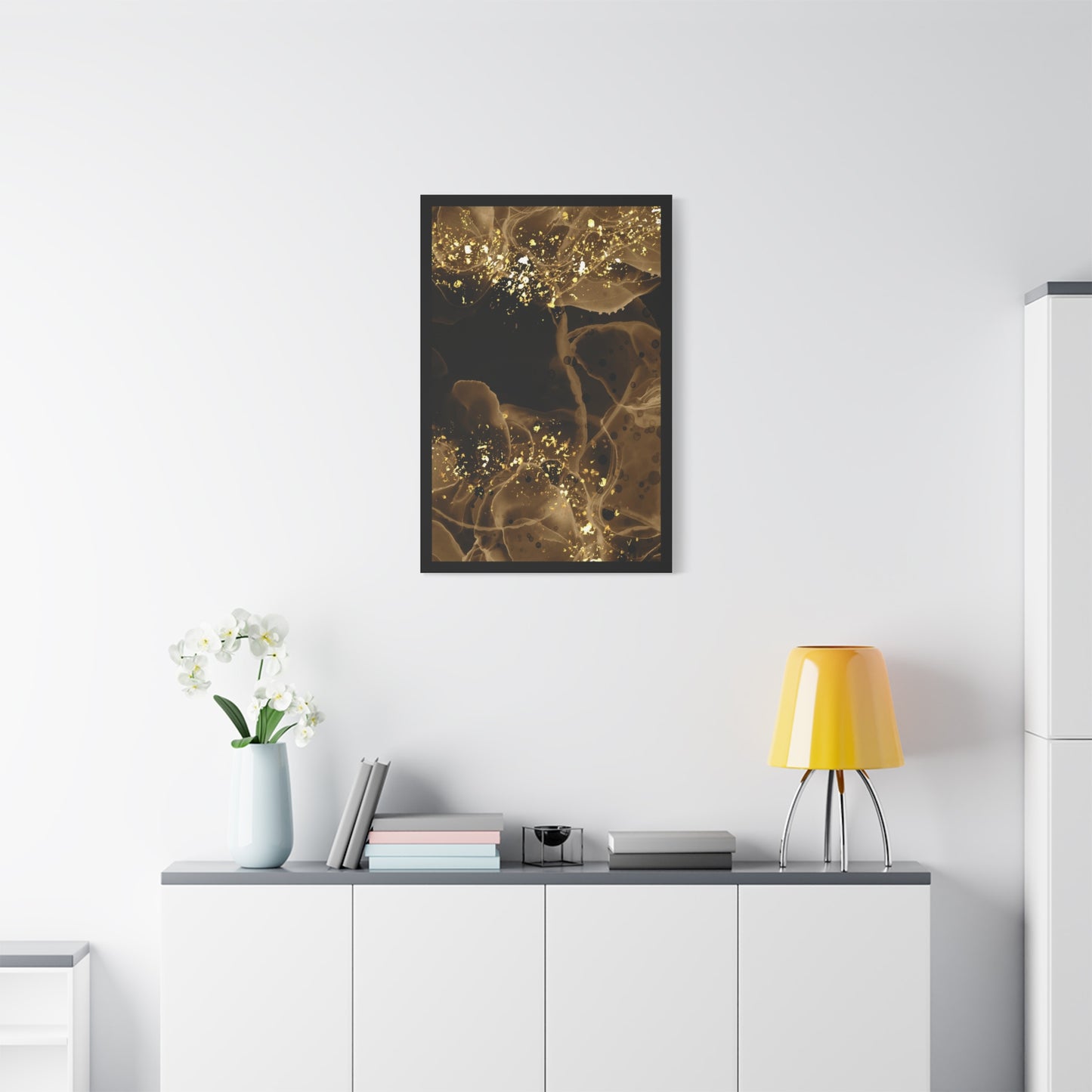 Gold Dust Art Set 1.3 - Matte Canvas Decor with Minimalist Leaf Design