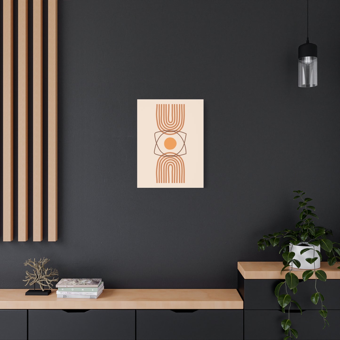 Petal Village Art 1.2 - Matte Canvas Decor with Minimalist Leaf Design