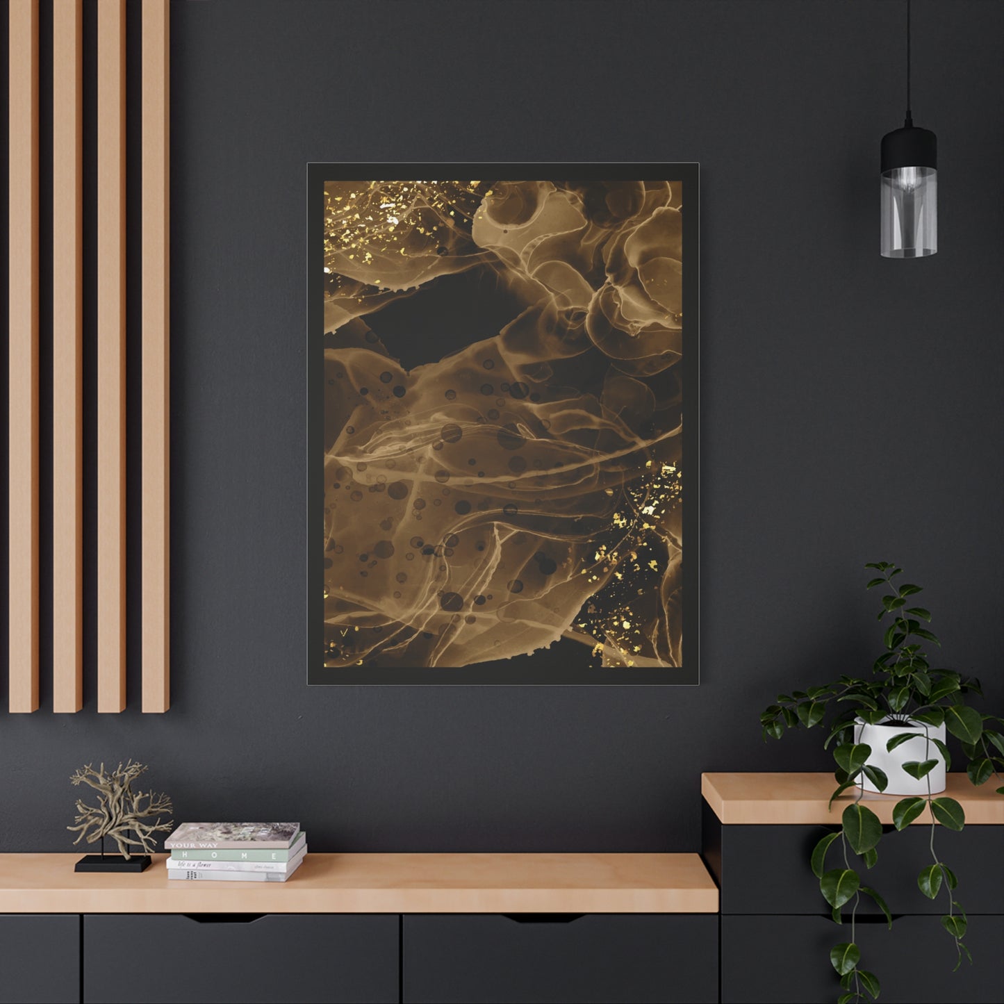Gold Dust Art Set 1.2 - Matte Canvas Decor with Minimalist Leaf Design