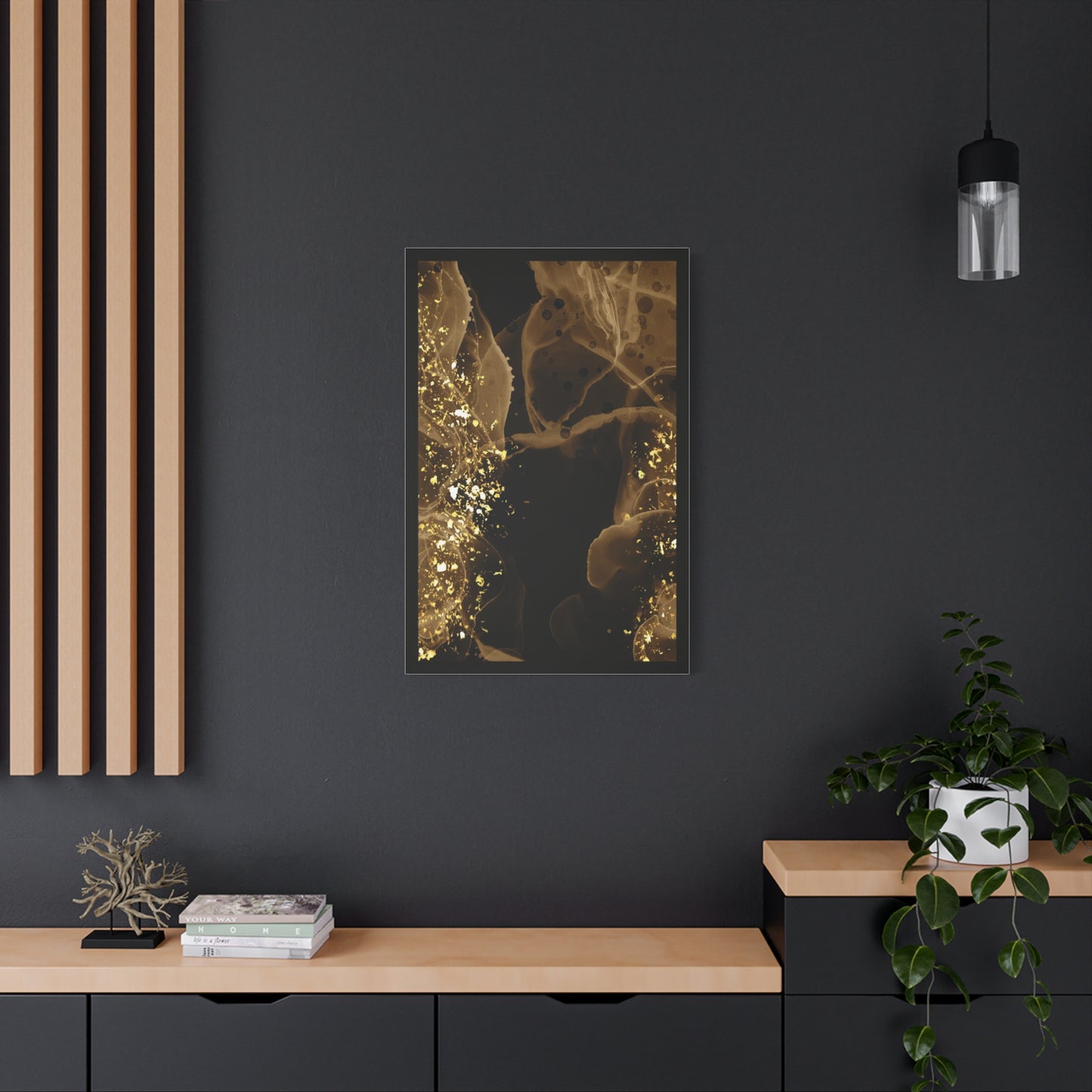 Gold Dust Art Set 1.1 - Matte Canvas Decor with Minimalist Leaf Design