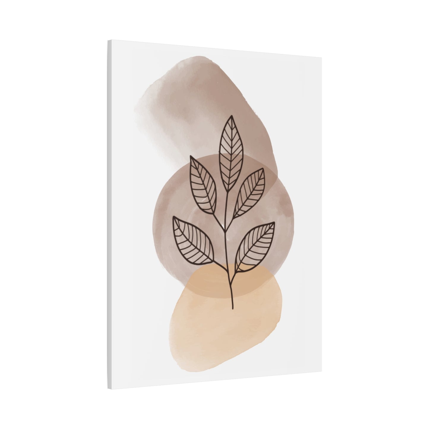Brown Modern Botanical Wall Art Set 1.2 - Matte Canvas Decor with Minimalist Leaf Design