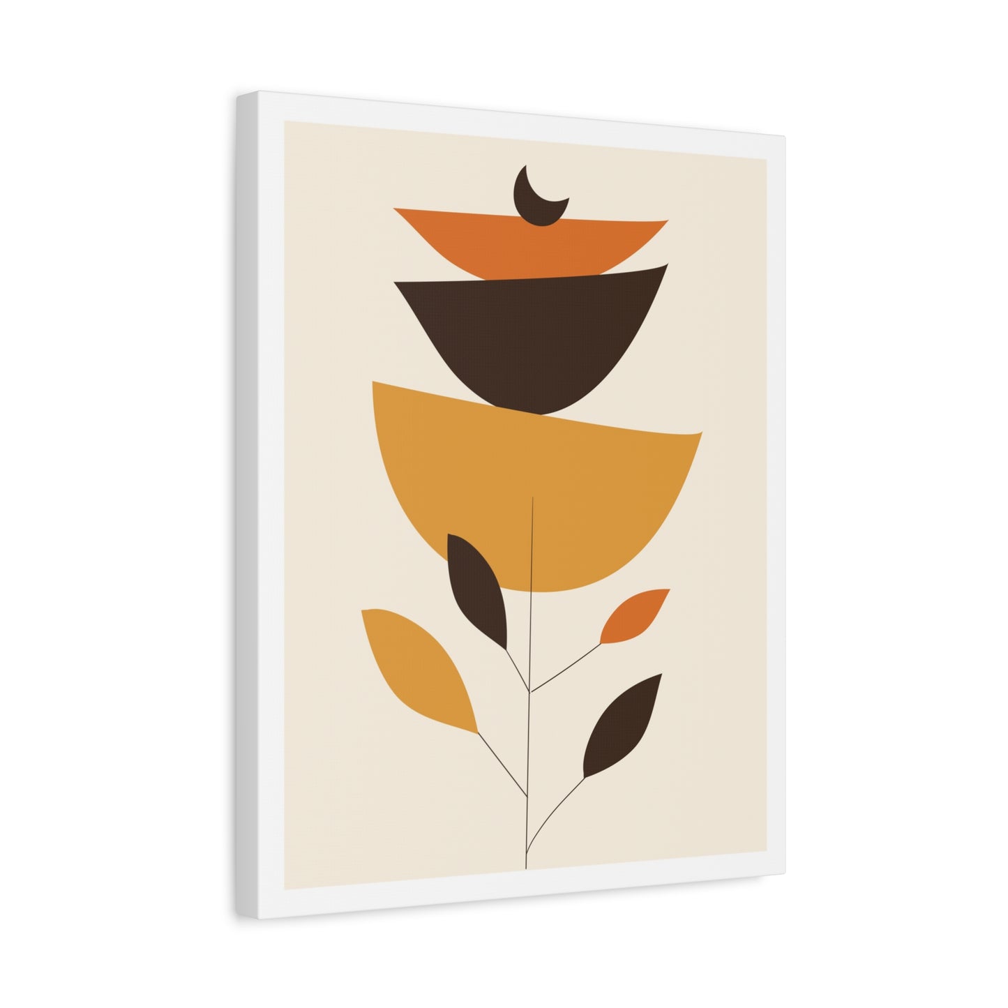 Lunar Bloom Art Set 1.2 - Matte Canvas Decor with Minimalist Leaf Design