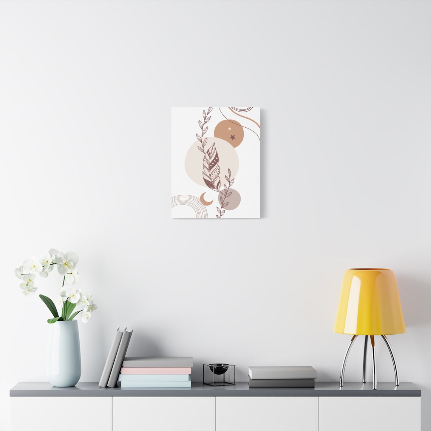 Sunset Botanica Art 1.3 - Matte Canvas Decor with Minimalist Leaf Design