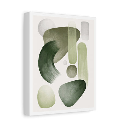 Olive Green Art Set 1.2- Matte Canvas Decor with Minimalist Leaf Design