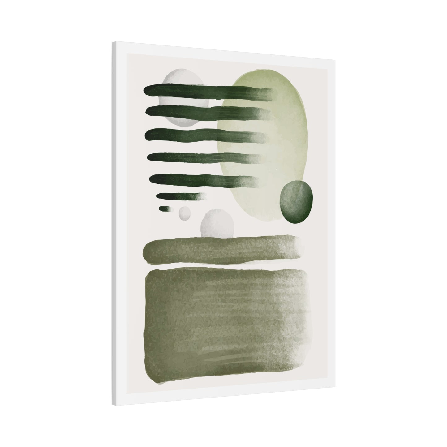 Olive Green Art Set 1.1 - Matte Canvas Decor with Minimalist Leaf Design