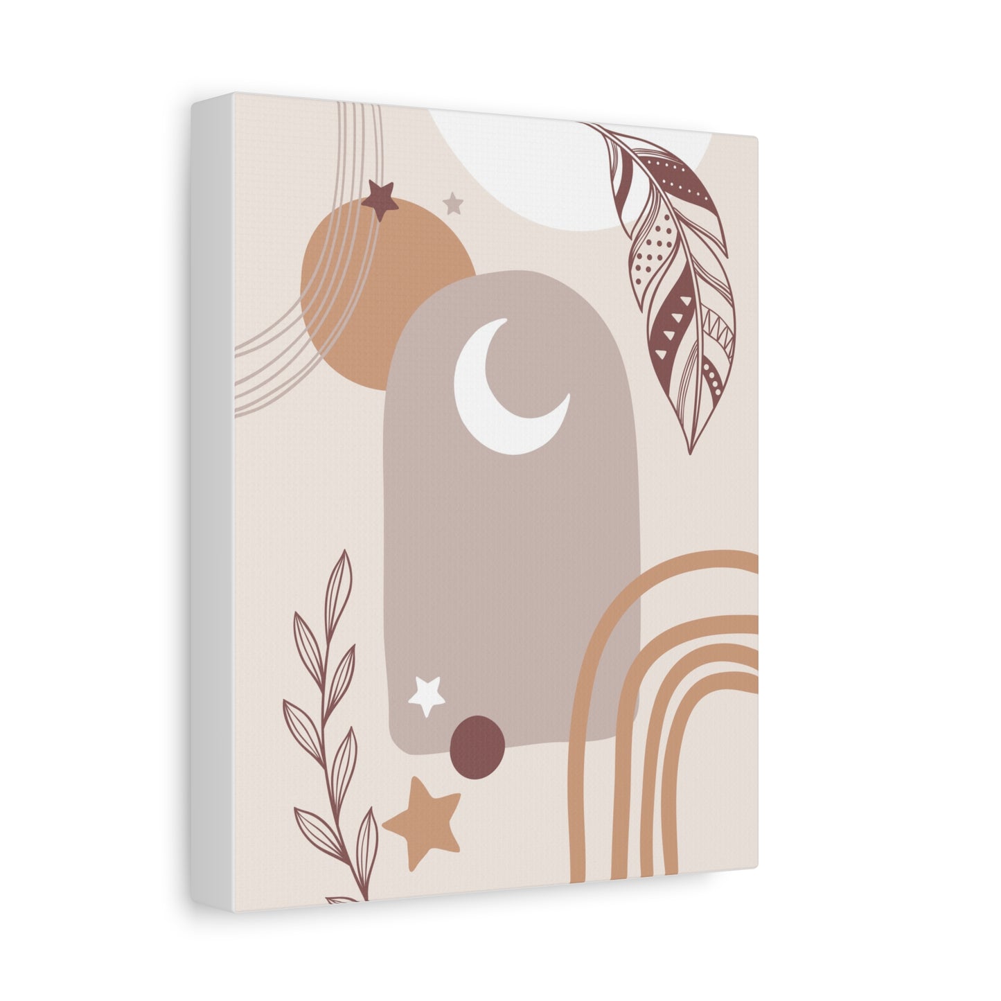 Sunset Botanica Art 1.2 - Matte Canvas Decor with Minimalist Leaf Design
