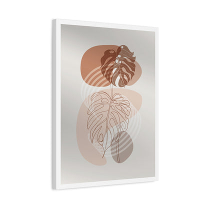 Brown Leaf Wall Painting Set 1.2 - Matte Canvas Decor with Minimalist Leaf Design