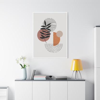 Orange Tone Flower Art Set 1.3 - Matte Canvas Decor with Minimalist Leaf Design
