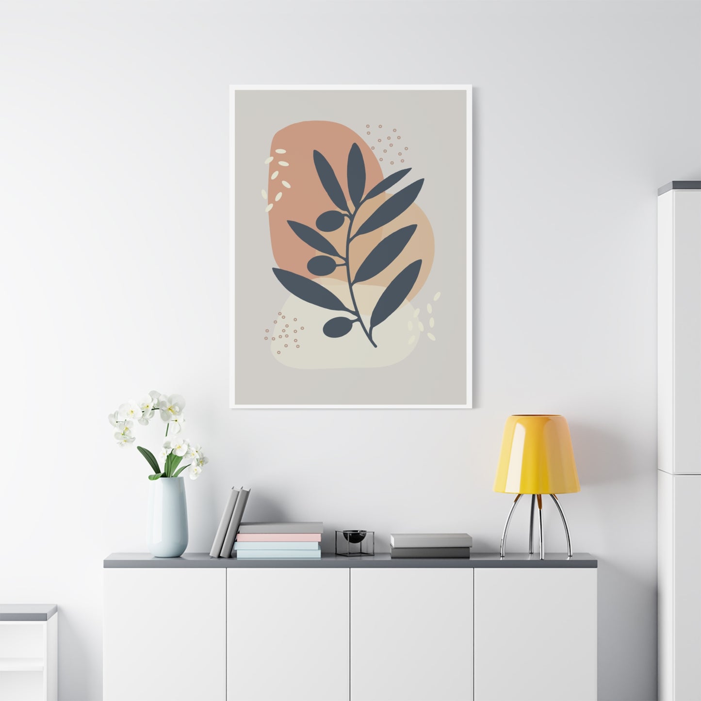 Pink Minimal  Flower Art Set 1.3 - Matte Canvas Decor with Minimalist Leaf Design