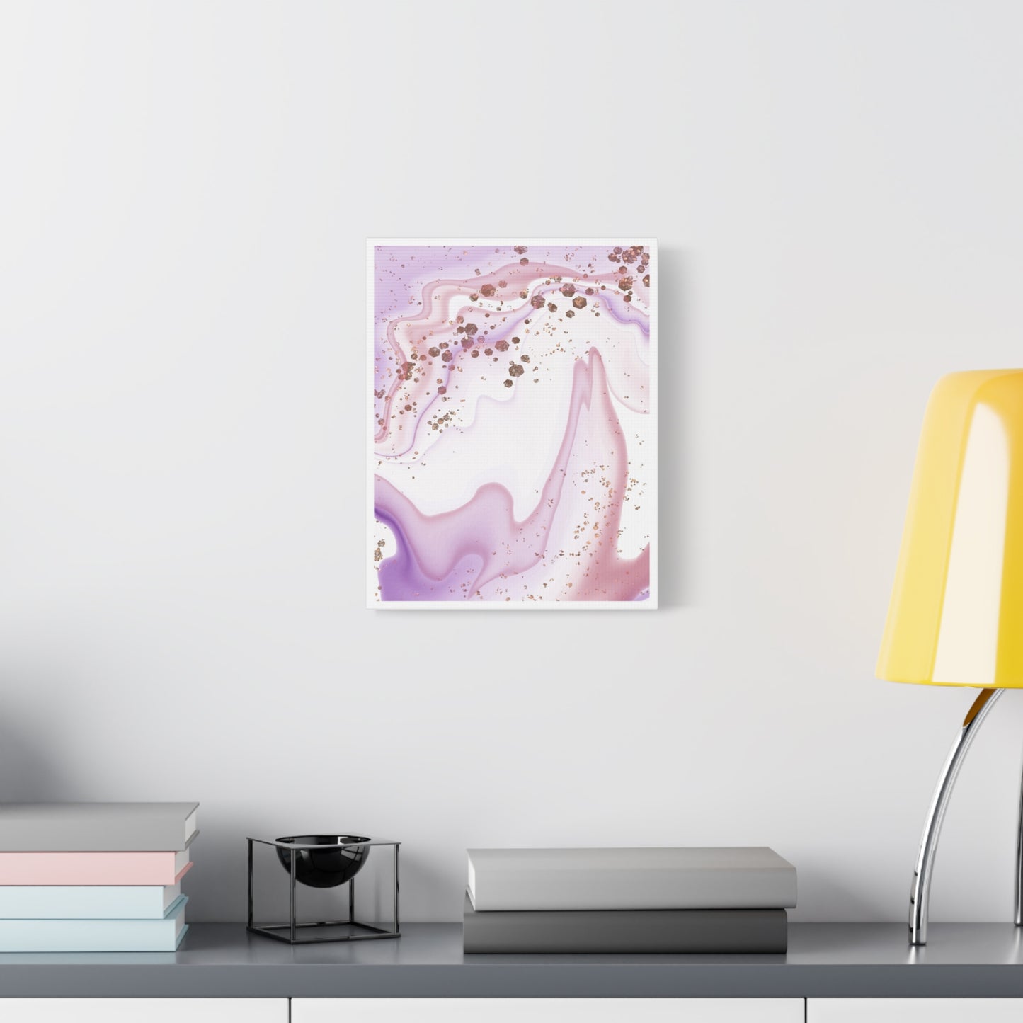Blush Pink Marble Wall Art Set 1.1 - Matte Canvas Decor with Minimalist Leaf Design