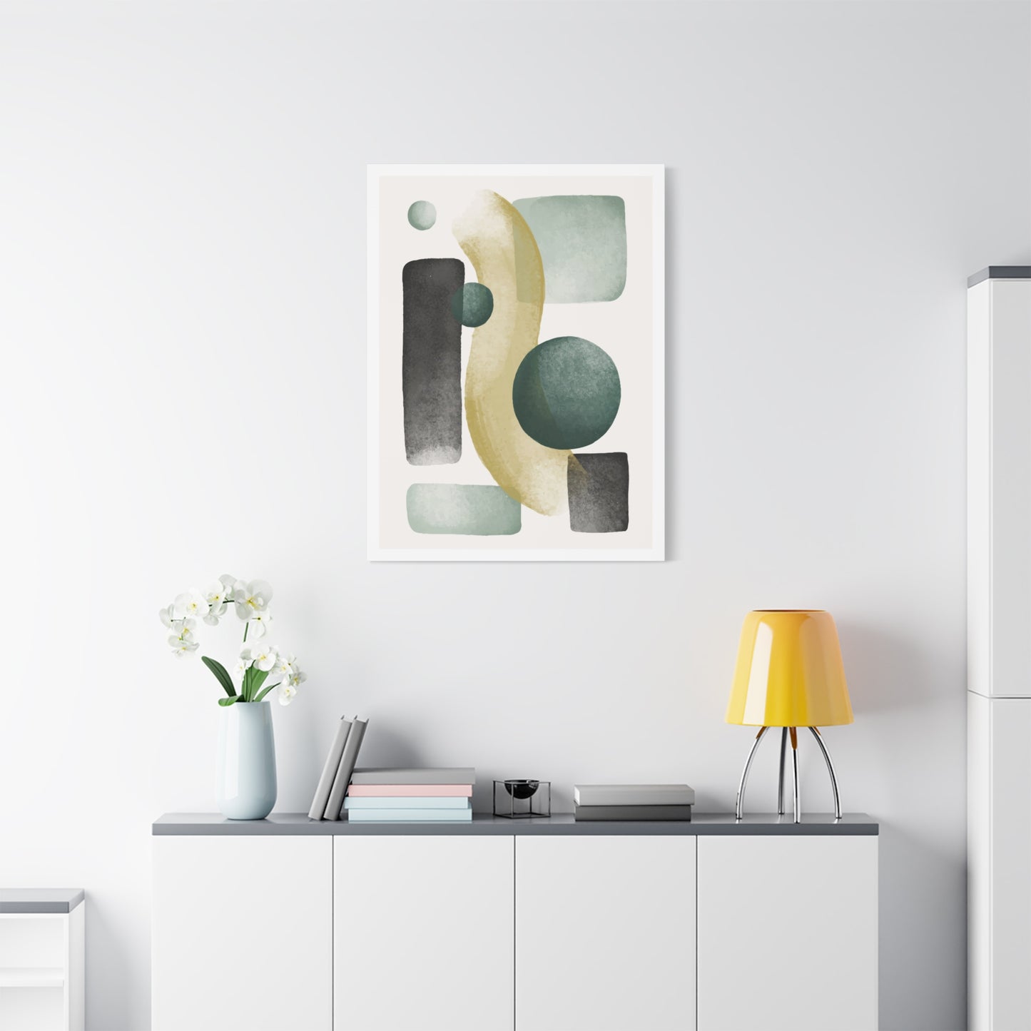 Army Green Art Set 1.2 - Matte Canvas Decor with Minimalist Leaf Design