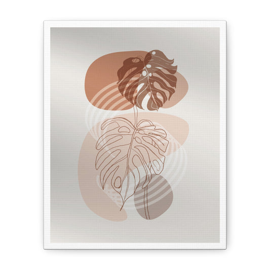 Brown Leaf Wall Painting Set 1.2 - Matte Canvas Decor with Minimalist Leaf Design