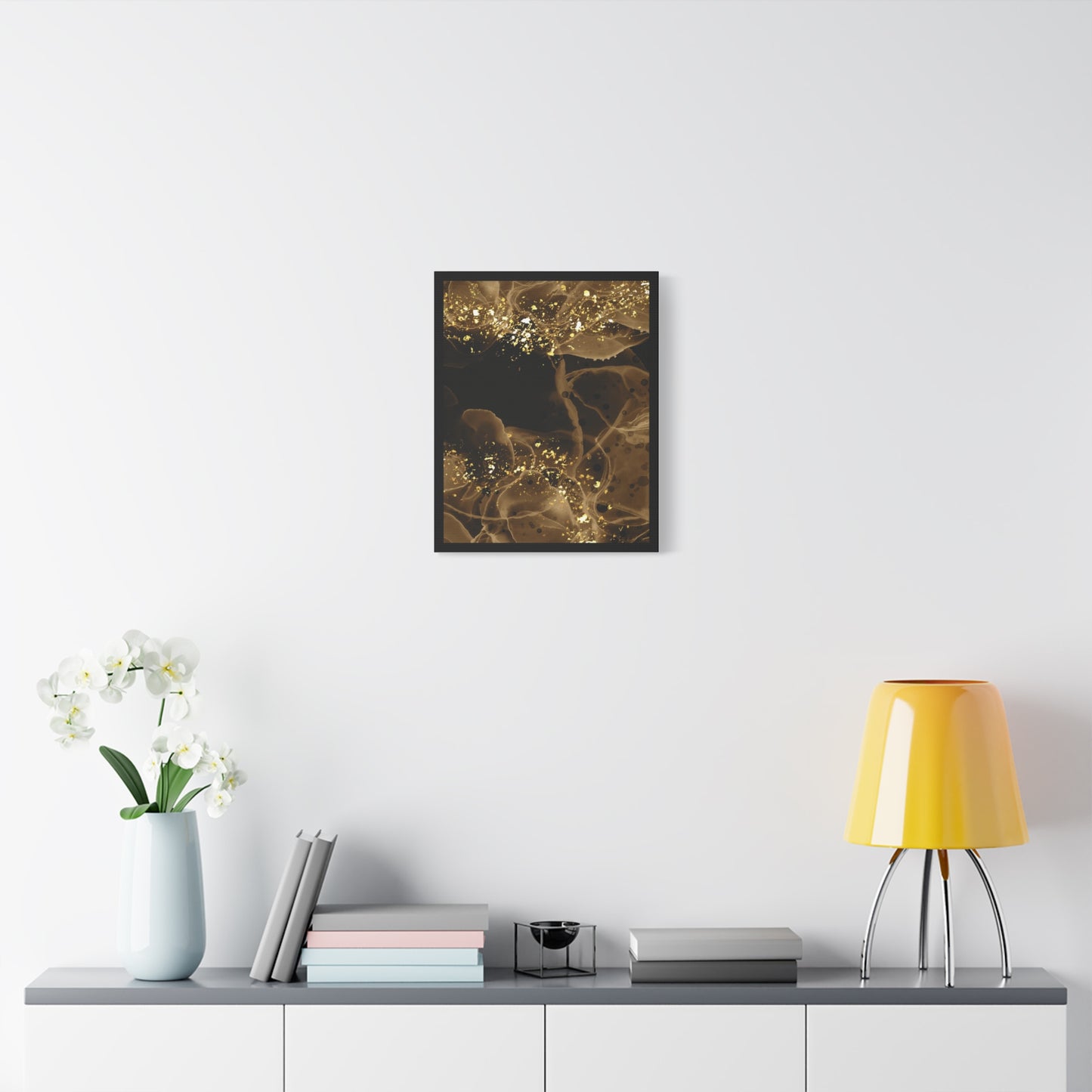 Gold Dust Art Set 1.3 - Matte Canvas Decor with Minimalist Leaf Design