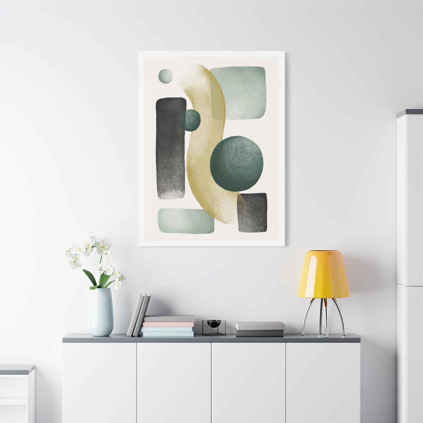 Army Green Art Set 1.2 - Matte Canvas Decor with Minimalist Leaf Design