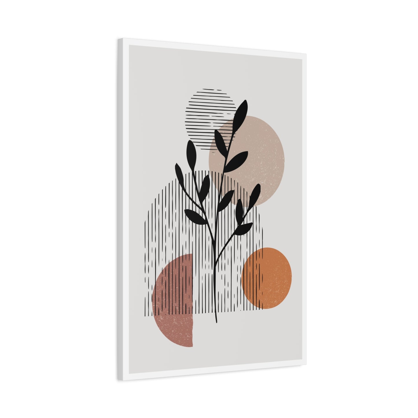 Orange Tone Flower Art Set 1.2 - Matte Canvas Decor with Minimalist Leaf Design
