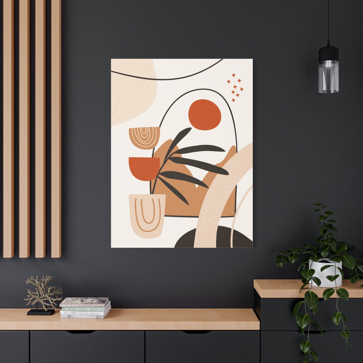 Boheme Luna  Art Set 1.3 - Matte Canvas Decor with Minimalist Leaf Design