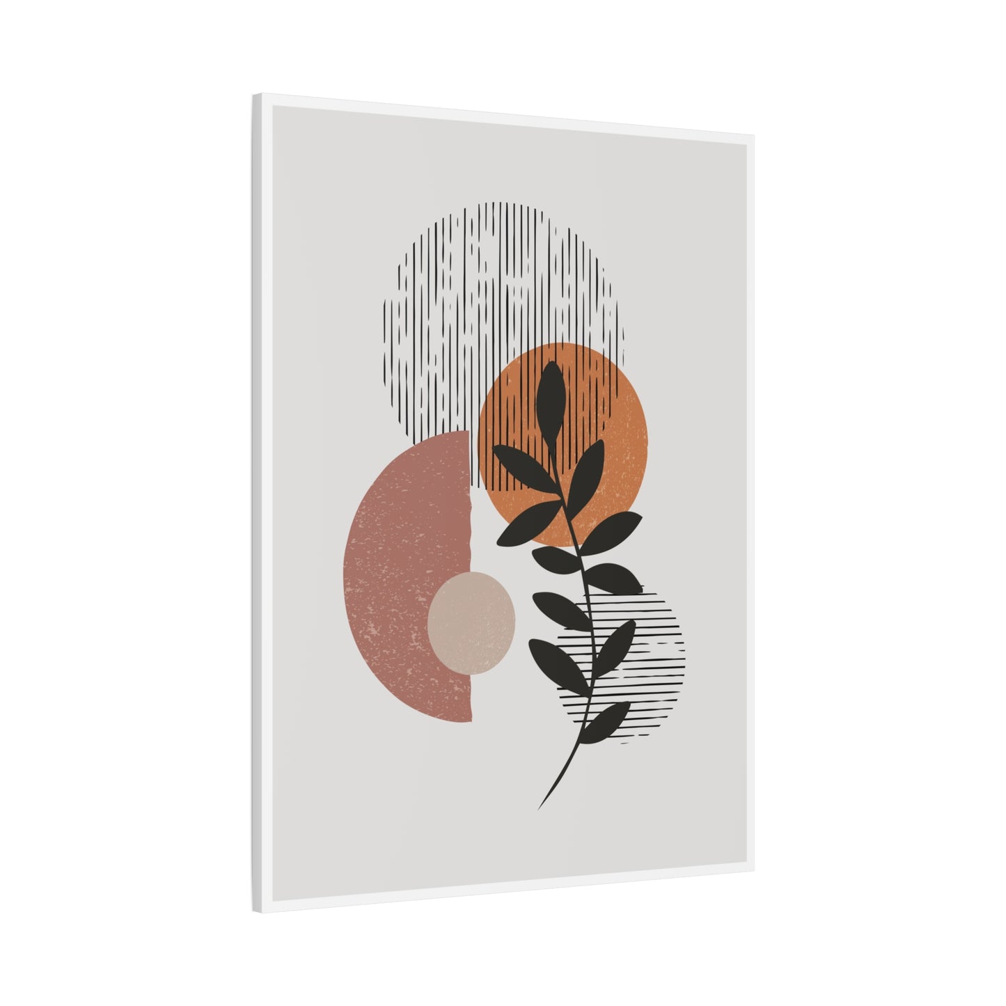 Orange Tone Flower Art Set 1.1 - Matte Canvas Decor with Minimalist Leaf Design
