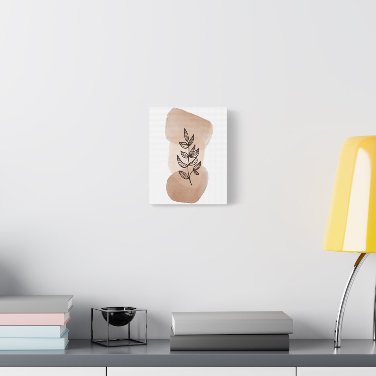 Brown Modern Botanical Wall Art Set 1.1- Matte Canvas Decor with Minimalist Leaf Design