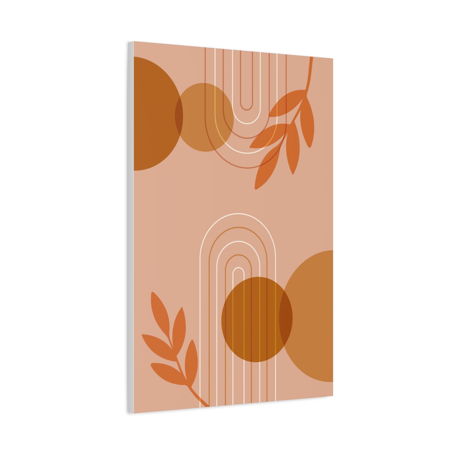 Abstract Terracotta Botanical Art Set 1.2 - Matte Canvas Decor with Minimalist Leaf Design