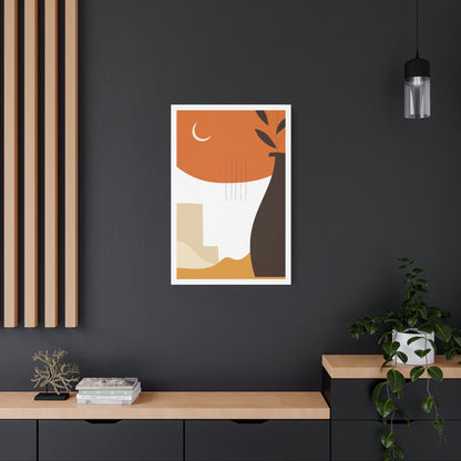 Lunar Bloom Art Set 1.3 - Matte Canvas Decor with Minimalist Leaf Design