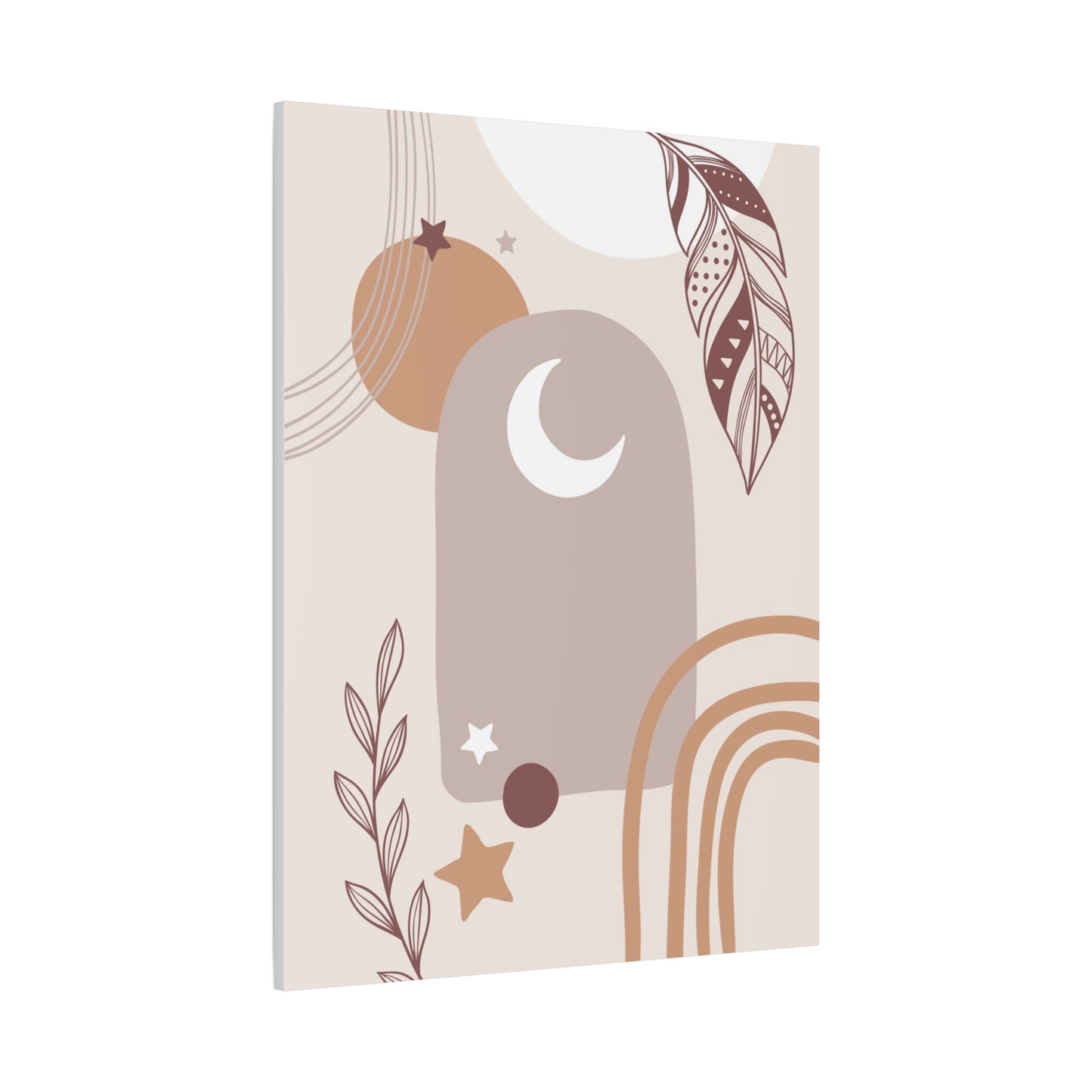 Sunset Botanica Art 1.2 - Matte Canvas Decor with Minimalist Leaf Design