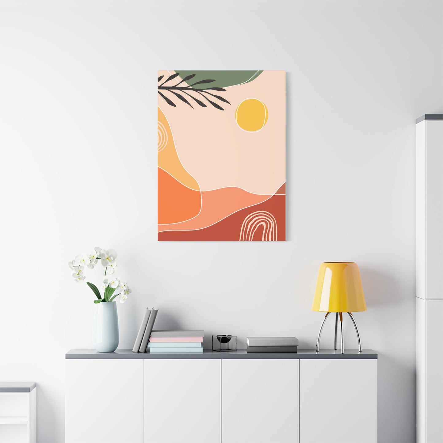 Sunway Minimal Art Set 1.2 - Matte Canvas Decor with Minimalist Leaf Design